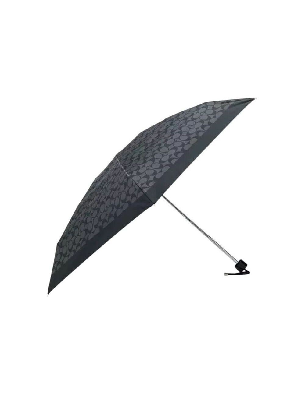 COACH MINI UMBRELLA SILVER GRAPHITE SIGNATURE UV PROTECTION